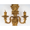Série de 4 appliques Bronze doré poli vernis or style Louis XIV , 3 branches lumière