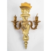 Série de 4 appliques Bronze doré poli vernis or style Louis XIV , 3 branches lumière