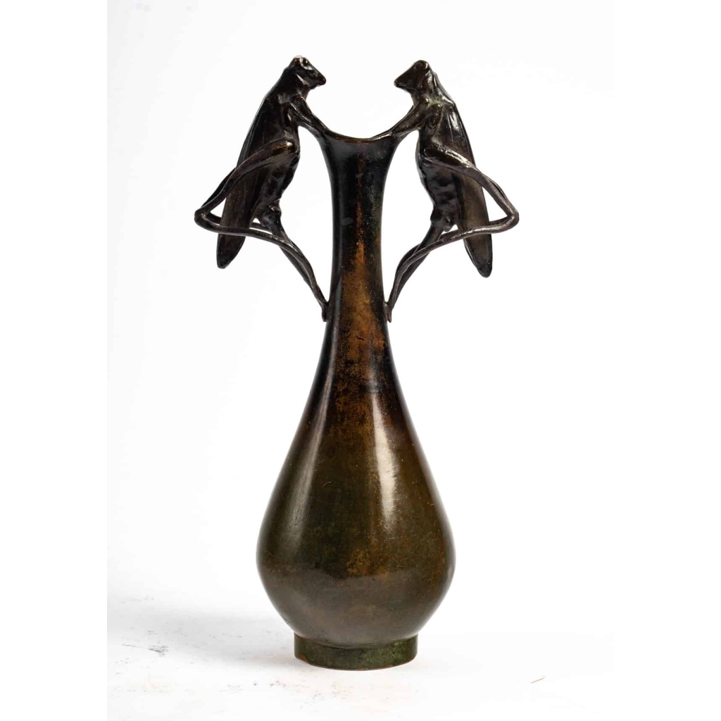 VASE SOLIFLORE EN BRONZE ANIMALIER ART NOUVEAU | Biron VASE SOLIFLORE EN BRONZE ANIMALIER ART NOUVEAU