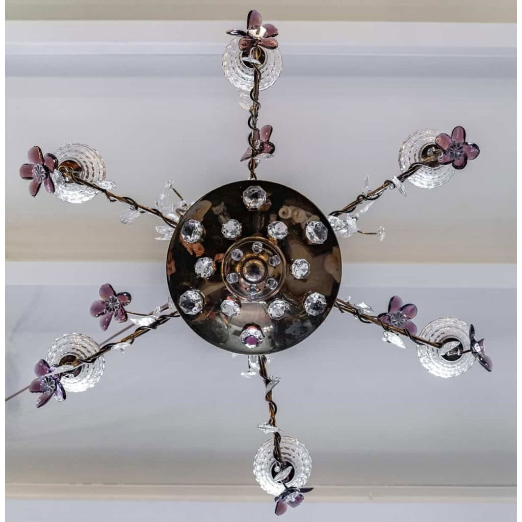 VENDU…. Lustre floral, genre BAGUES 1950/1960. | Biron VENDU.... Lustre floral, genre BAGUES 1950/1960.