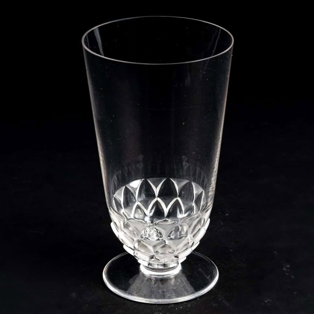 Suite de 8 verres à eau « Saint-Cyr » verre blanc de René LALIQUE | Biron Suite de 8 verres à eau "Saint-Cyr" verre blanc de René LALIQUE