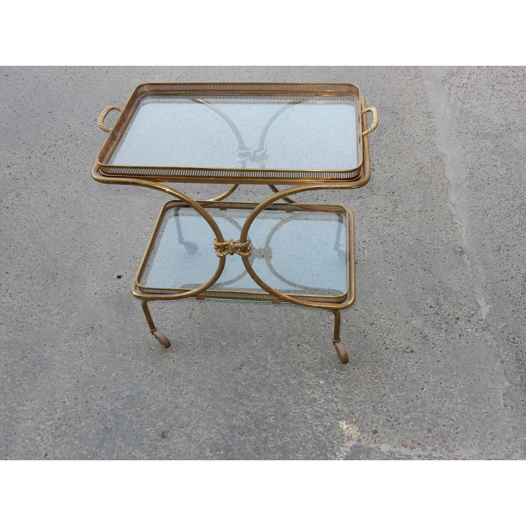 1970′ Bar Roulant en Bronze et Laiton Doré Maison Baguès Ou Charles Ou Jansen Décor Napoléon 3 | Biron |||||||||