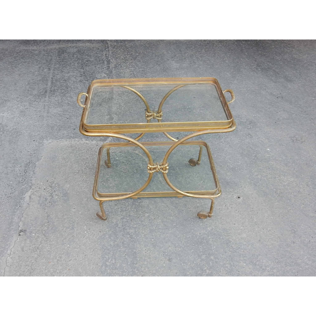 1970′ Bar Roulant en Bronze et Laiton Doré Maison Baguès Ou Charles Ou Jansen Décor Napoléon 3 | Biron 1970′ Bar Roulant en Bronze et Laiton Doré Maison Baguès Ou Charles Ou Jansen Décor Napoléon 3