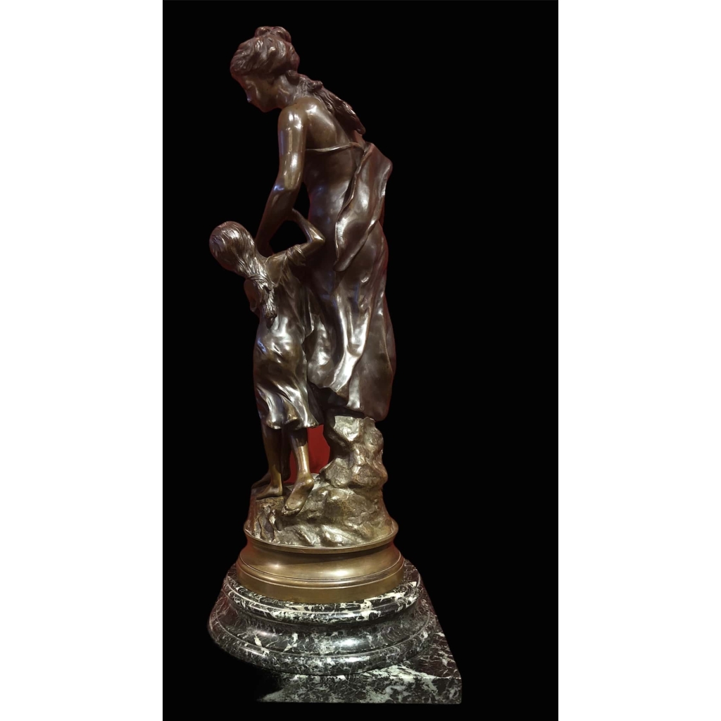 La Reconnaissance Bronze signé 19ème Siècle par Moreau Mathurin | Biron La Reconnaissance Bronze signé 19ème Siècle par Moreau Mathurin