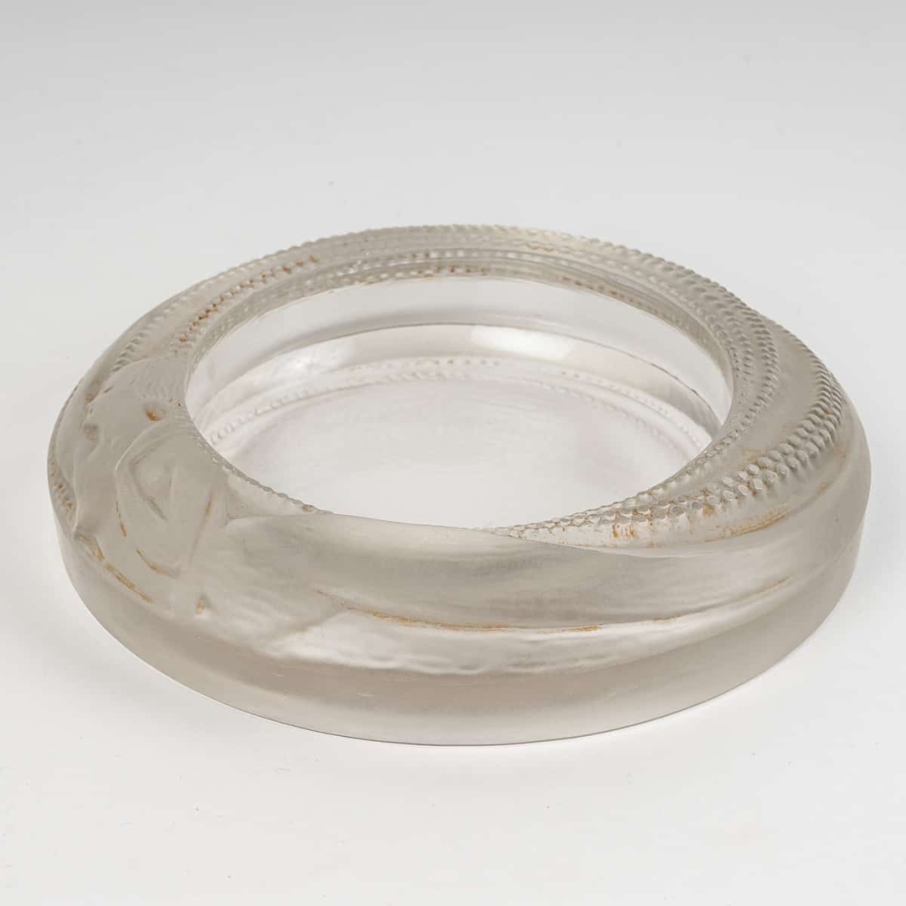 Cendrier « Anthéor » verre blanc de René LALIQUE | Biron |||||||
