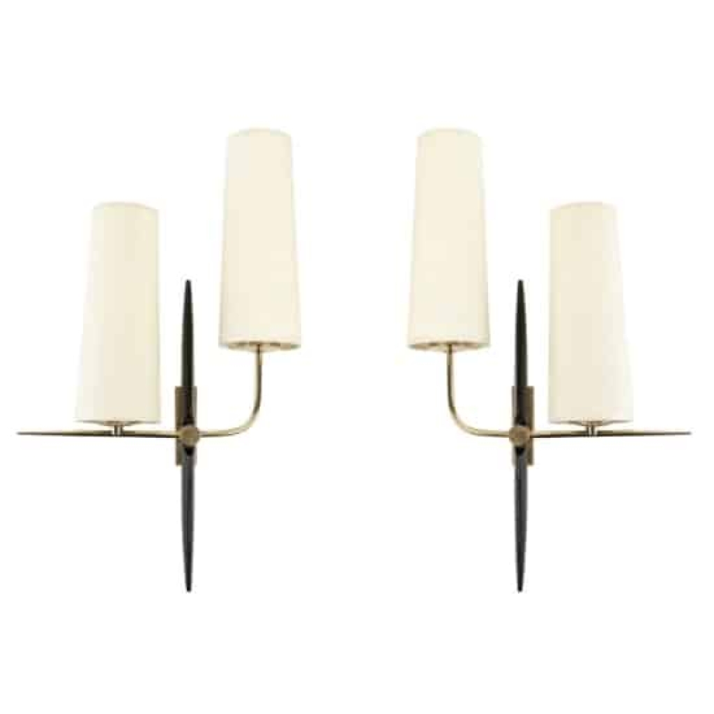 1950 Grande Paire d’Appliques asymétriques Maison Arlus | Biron |||||