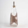 Carafe Reine Marguerite verre blanc émaillé marron patiné sépia bouchon métal de René LALIQUE | Biron Carafe Reine Marguerite verre blanc émaillé marron patiné sépia bouchon métal de René LALIQUE