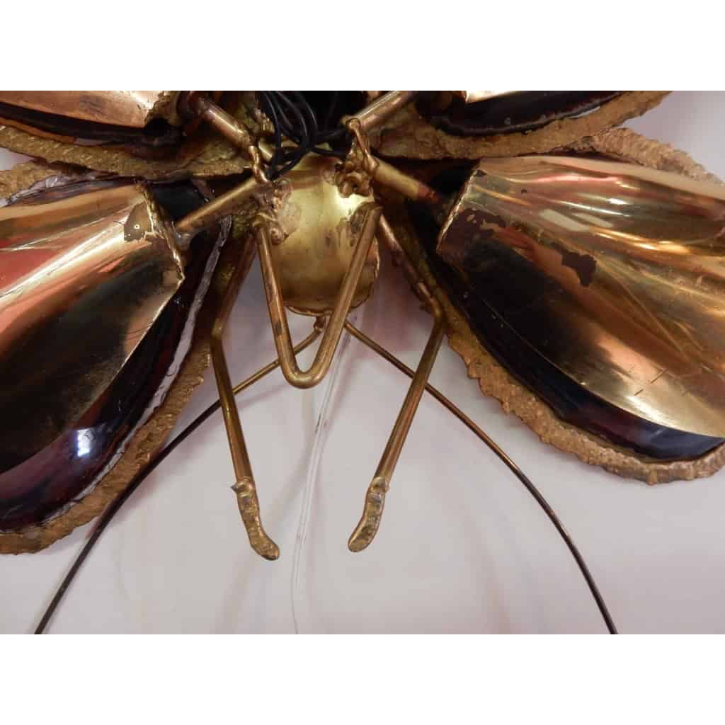 1970′ Applique Papillon Duval Brasseur Ou Isabelle Faure Avec Ailes En Agates Bleues 43 X H 37 CM | Biron 1970′ Applique Papillon Duval Brasseur Ou Isabelle Faure Avec Ailes En Agates Bleues 43 X H 37 CM
