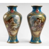 Paire de vases à scène galantes et fleurs , fin XIXème. | Biron ||||||||||||