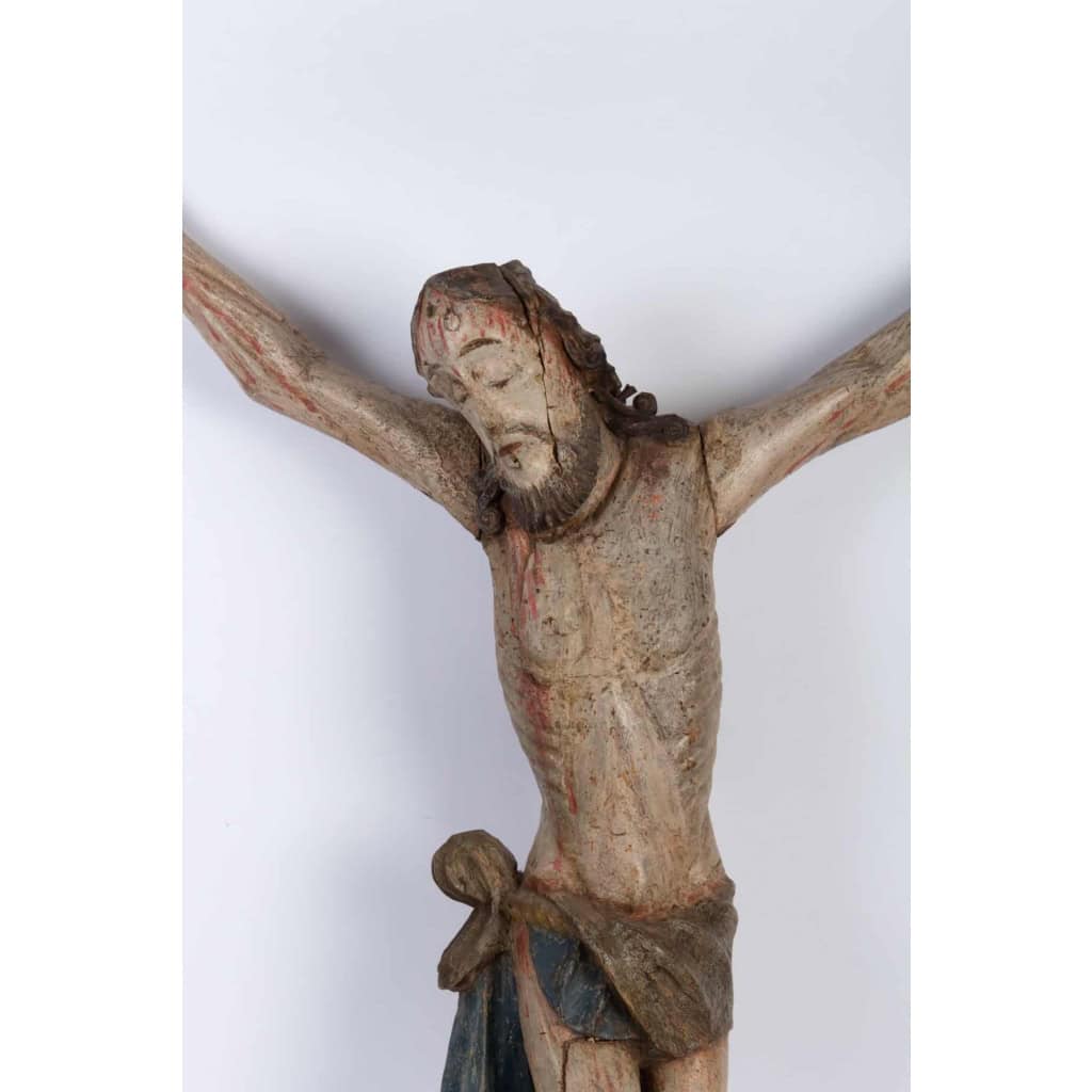 Christ en bois polychrome. | Biron Christ en bois polychrome.