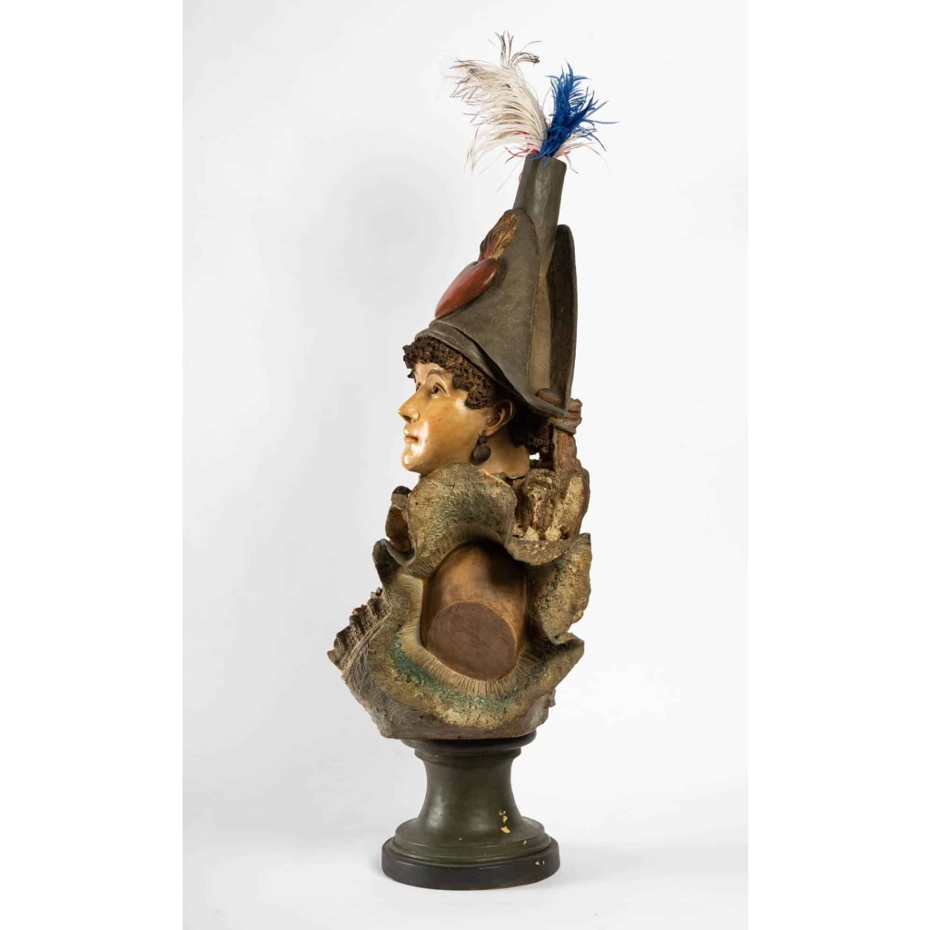 Buste de merveilleuse avec coiffe au coeur, 1850 | Biron Buste de merveilleuse avec coiffe au coeur, 1850