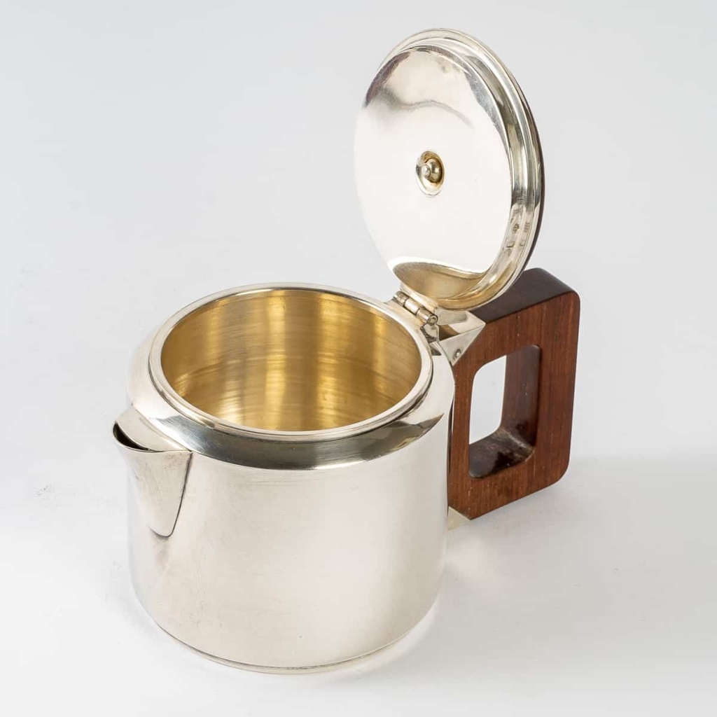 Service à thé et à café égoïste argent massif et palissandre de Jean E. PUIFORCAT | Biron Service à thé et à café égoïste argent massif et palissandre de Jean E. PUIFORCAT
