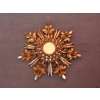 1970′ Miroir Soleil Décor Flocon De Neige, Bois Doré, Diamètre 72 cm | Biron |||||||