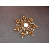 1970′ Miroir Soleil Décor Flocon De Neige, Bois Doré, Diamètre 72 cm | Biron 1970′ Miroir Soleil Décor Flocon De Neige, Bois Doré, Diamètre 72 cm