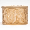 Boîte « Figurines et Voiles » verre blanc patiné sépia de René LALIQUE | Biron Boîte "Figurines et Voiles" verre blanc patiné sépia de René LALIQUE