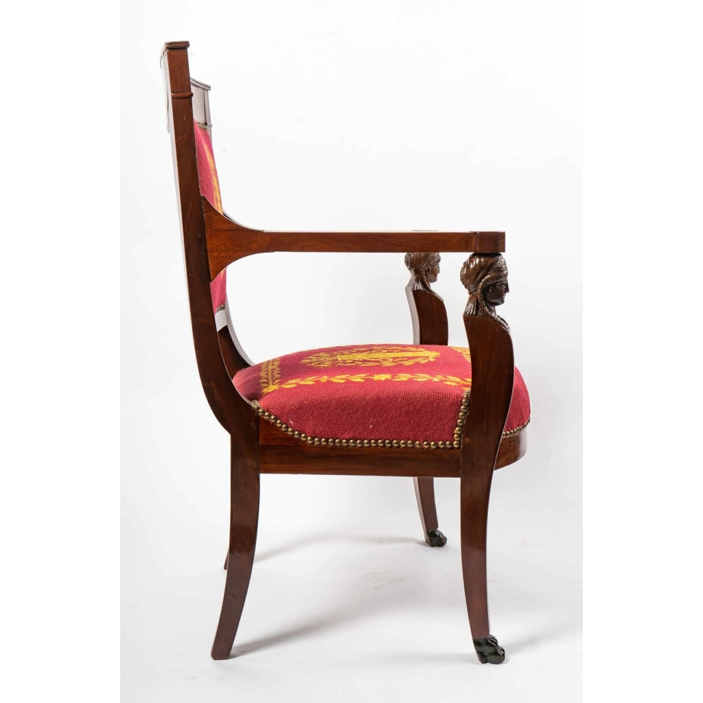 une paire de fauteuils aux egyptiennes d'epoque consulat
