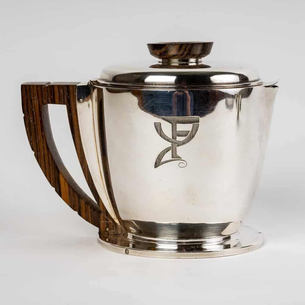 Service à thé et à café égoïste argent massif et macassar de Jean E. PUIFORCAT | Biron Service à thé et à café égoïste argent massif et macassar de Jean E. PUIFORCAT