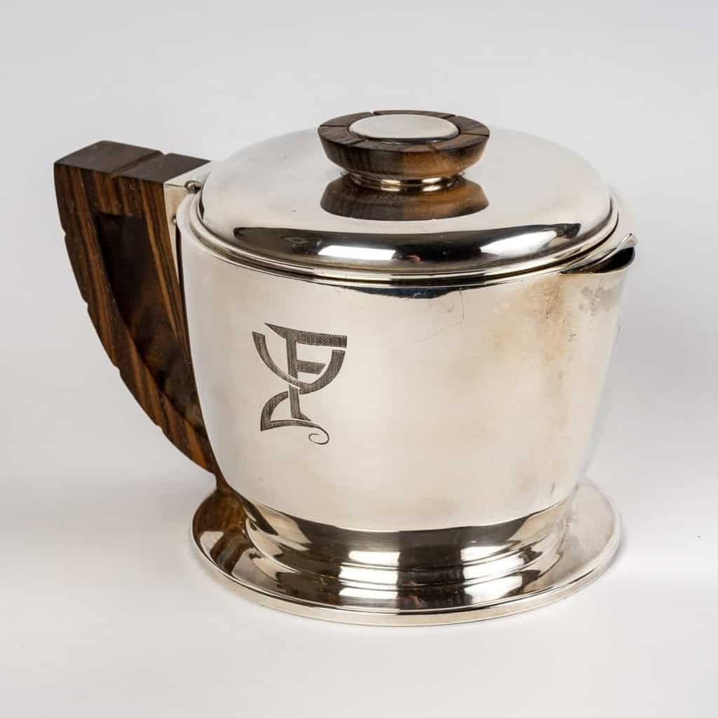 Service à thé et à café égoïste argent massif et macassar de Jean E. PUIFORCAT | Biron Service à thé et à café égoïste argent massif et macassar de Jean E. PUIFORCAT