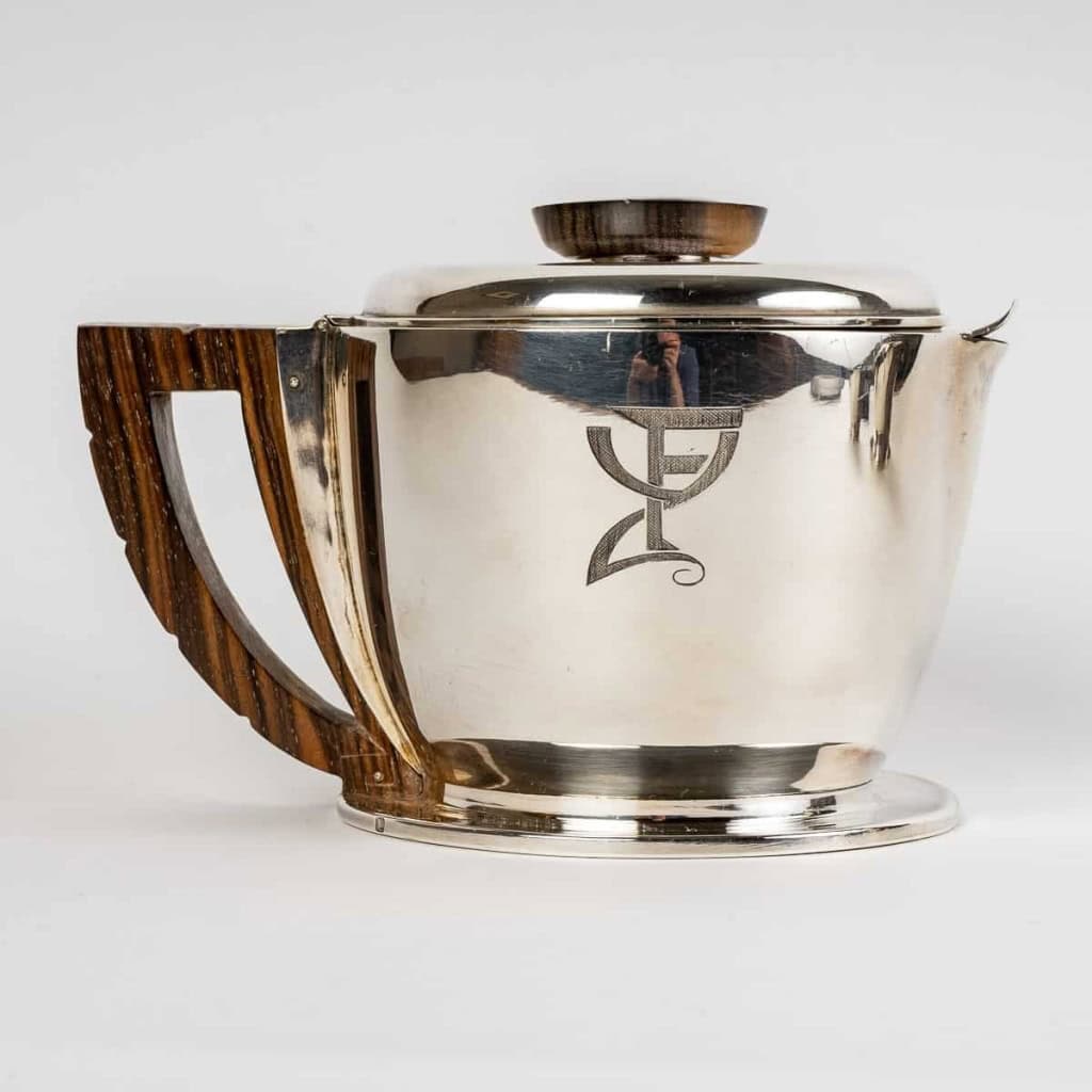 Service à thé et à café égoïste argent massif et macassar de Jean E. PUIFORCAT | Biron Service à thé et à café égoïste argent massif et macassar de Jean E. PUIFORCAT