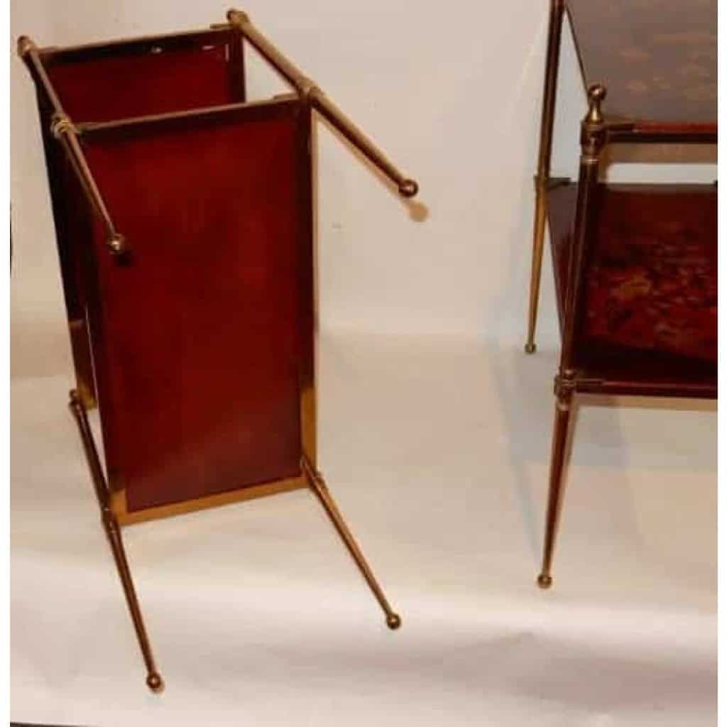 1950' Paire de Tables Maison Jansen En Bronze Doré Avec Plateaux Laque de Chine (RESERVE)