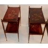 1950' Paire de Tables Maison Jansen En Bronze Doré Avec Plateaux Laque de Chine (RESERVE)