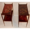 1950' Paire de Tables Maison Jansen En Bronze Doré Avec Plateaux Laque de Chine (RESERVE)
