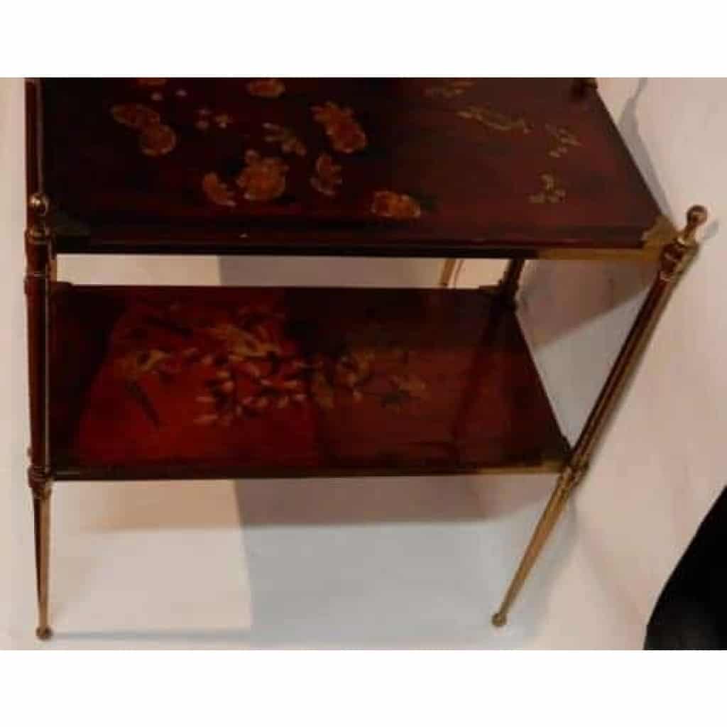 1950' Paire de Tables Maison Jansen En Bronze Doré Avec Plateaux Laque de Chine (RESERVE)