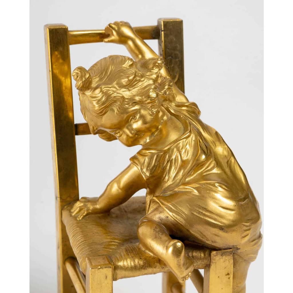 Paire de Petites statues en bronze doré fin XIXème siècle | Biron Paire de Petites statues en bronze doré fin XIXème siècle