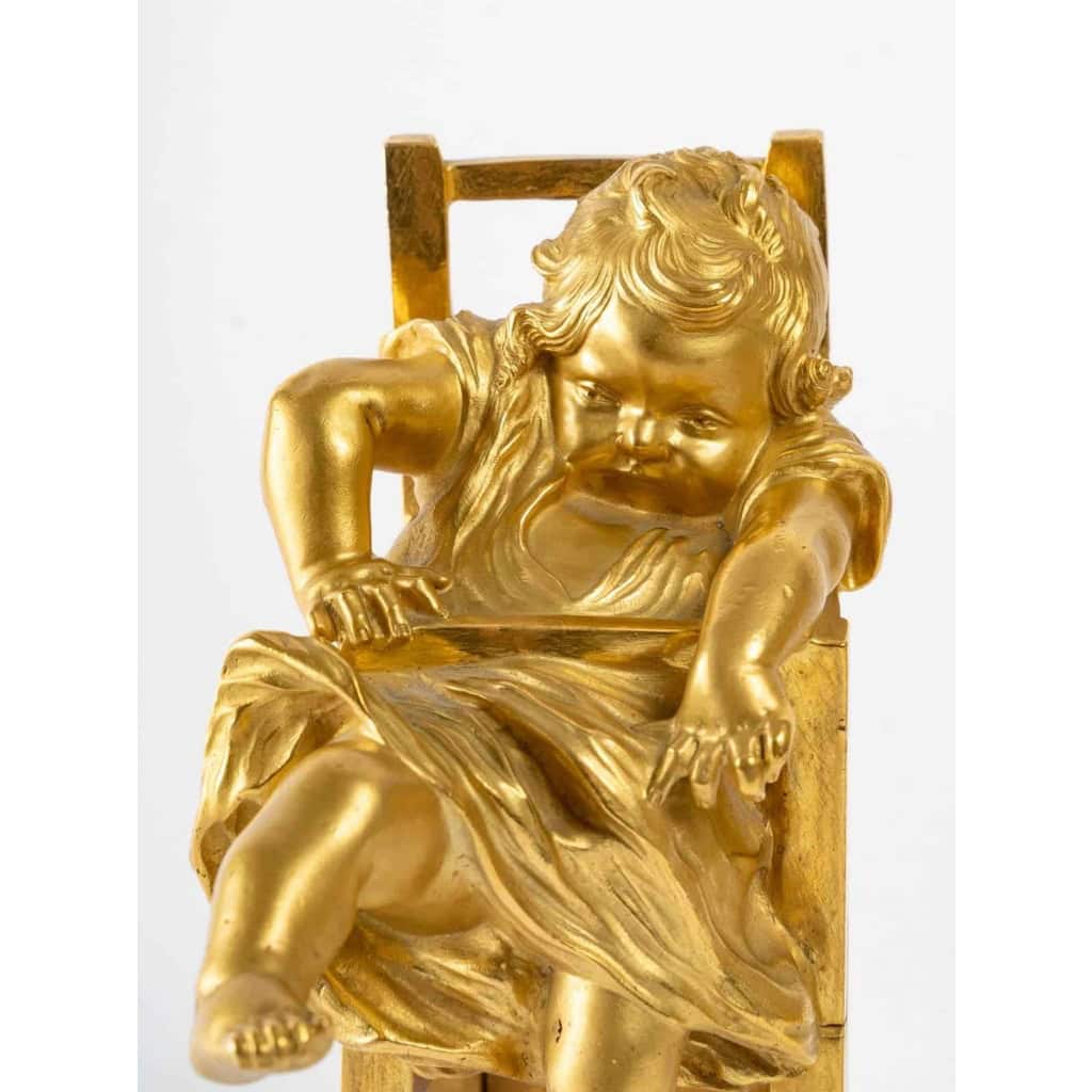 Paire de Petites statues en bronze doré fin XIXème siècle | Biron Paire de Petites statues en bronze doré fin XIXème siècle