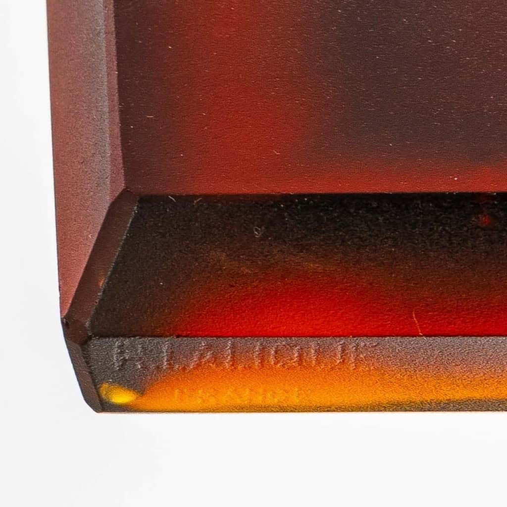 Encrier « Biches » complet verre rouge ambré de René LALIQUE | Biron Encrier "Biches" complet verre rouge ambré de René LALIQUE