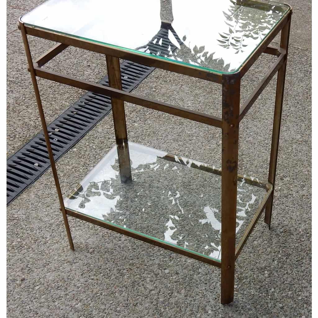 1970′ Guéridon Jacques QUINET, Pour la maison MALABERT. bronze doré. H : 60 cm L : 50 cm X 30 cm | Biron 1970′ Guéridon Jacques QUINET, Pour la maison MALABERT. bronze doré. H : 60 cm L : 50 cm X 30 cm