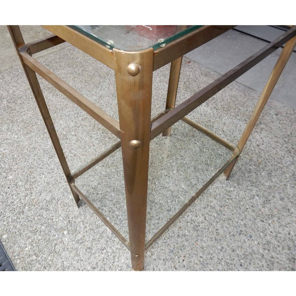1970′ Guéridon Jacques QUINET, Pour la maison MALABERT. bronze doré. H : 60 cm L : 50 cm X 30 cm | Biron 1970′ Guéridon Jacques QUINET, Pour la maison MALABERT. bronze doré. H : 60 cm L : 50 cm X 30 cm