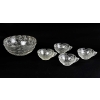 Service « Ormeaux » verre blanc 1 bol saladier + 4 coupes de René LALIQUE | Biron Service "Ormeaux" verre blanc 1 bol saladier + 4 coupes de René LALIQUE