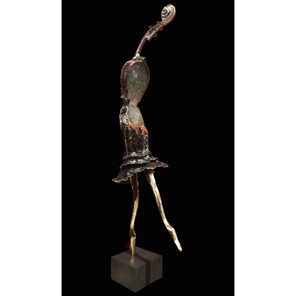 NOWACZYK Sculpture bronze laiton verre pilé Danseuse | Biron NOWACZYK Sculpture bronze laiton verre pilé Danseuse