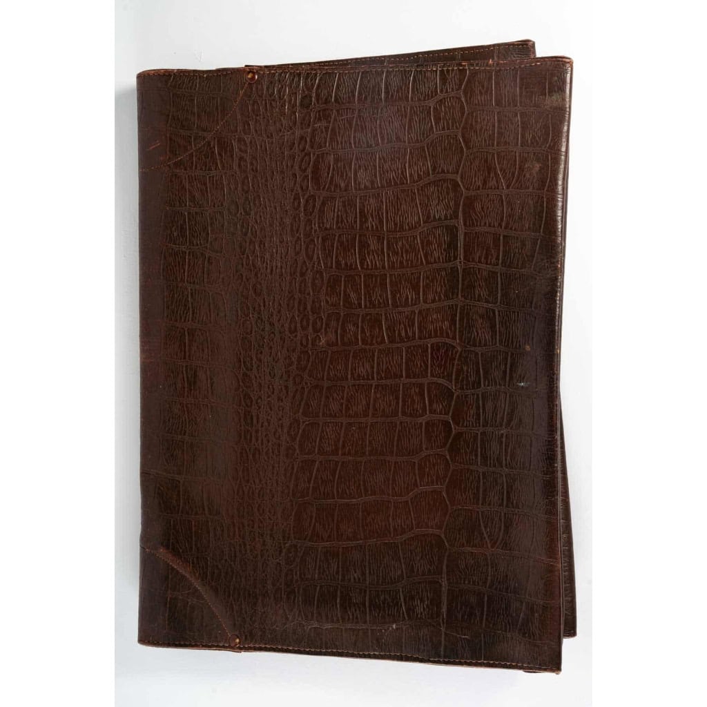 Serviette porte-document en cuire façon crocodile, XXème siècle | Biron Serviette porte-document en cuire façon crocodile, XXème siècle