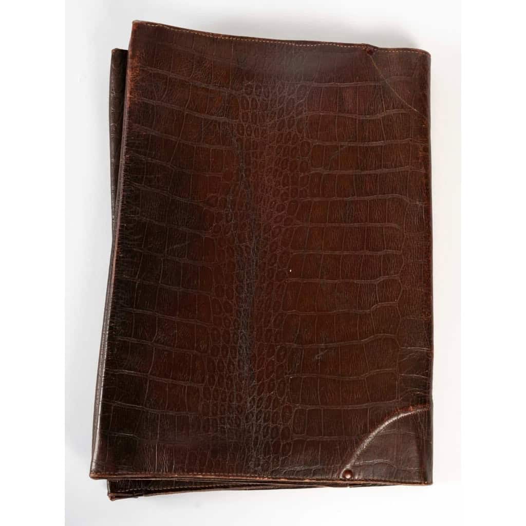 Serviette porte-document en cuire façon crocodile, XXème siècle | Biron Serviette porte-document en cuire façon crocodile, XXème siècle