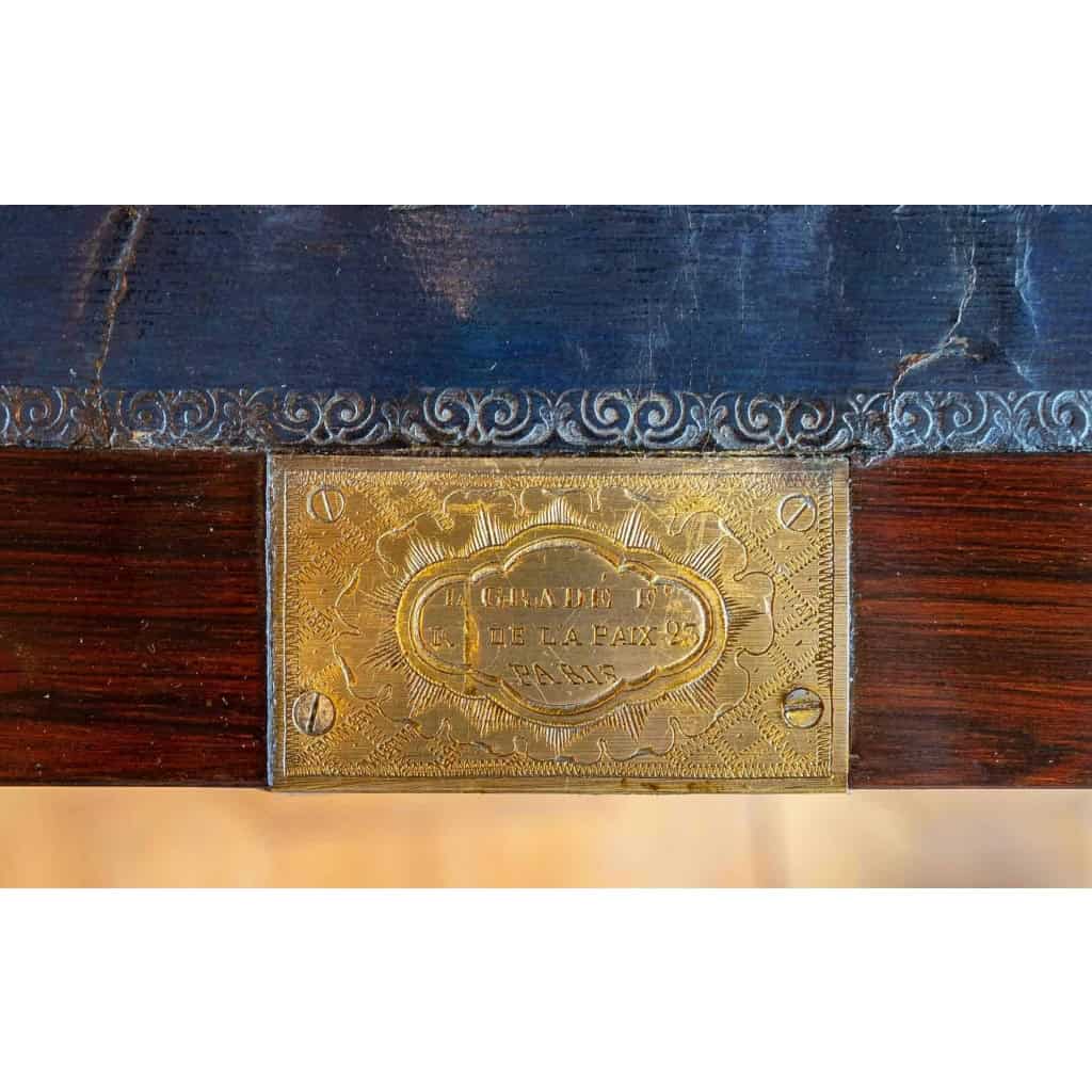 Secrétaire à marqueterie Boulle, signé Gradé , rue de la paix Paris, 1860.