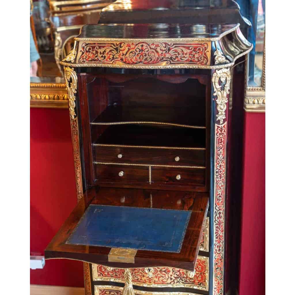 Secrétaire à marqueterie Boulle, signé Gradé , rue de la paix Paris, 1860.