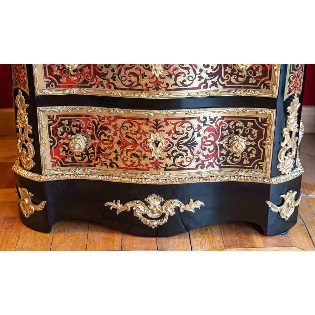 Secrétaire à marqueterie Boulle, signé Gradé , rue de la paix Paris, 1860.