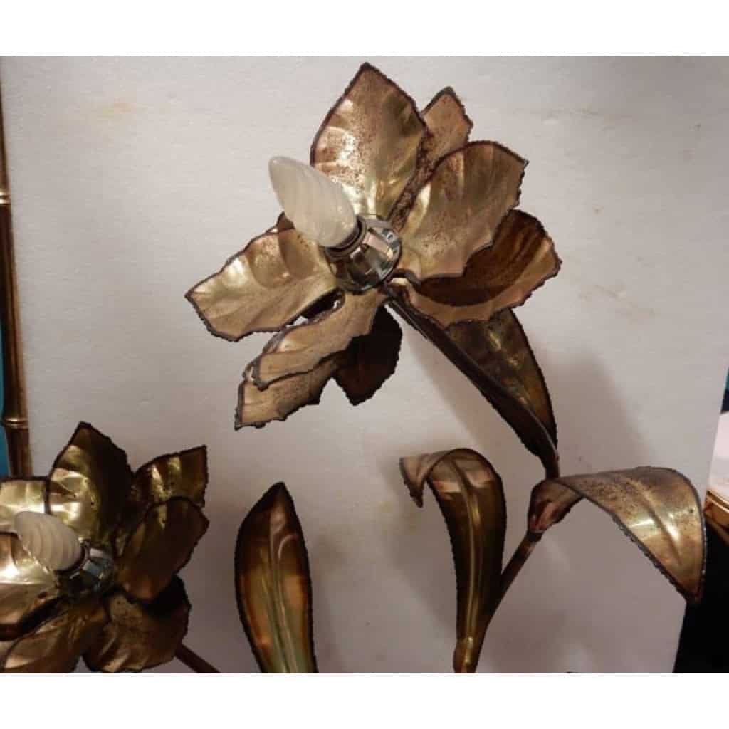 1970′ Plante Éclairante en Laiton Maison Jansen 3 Têtes