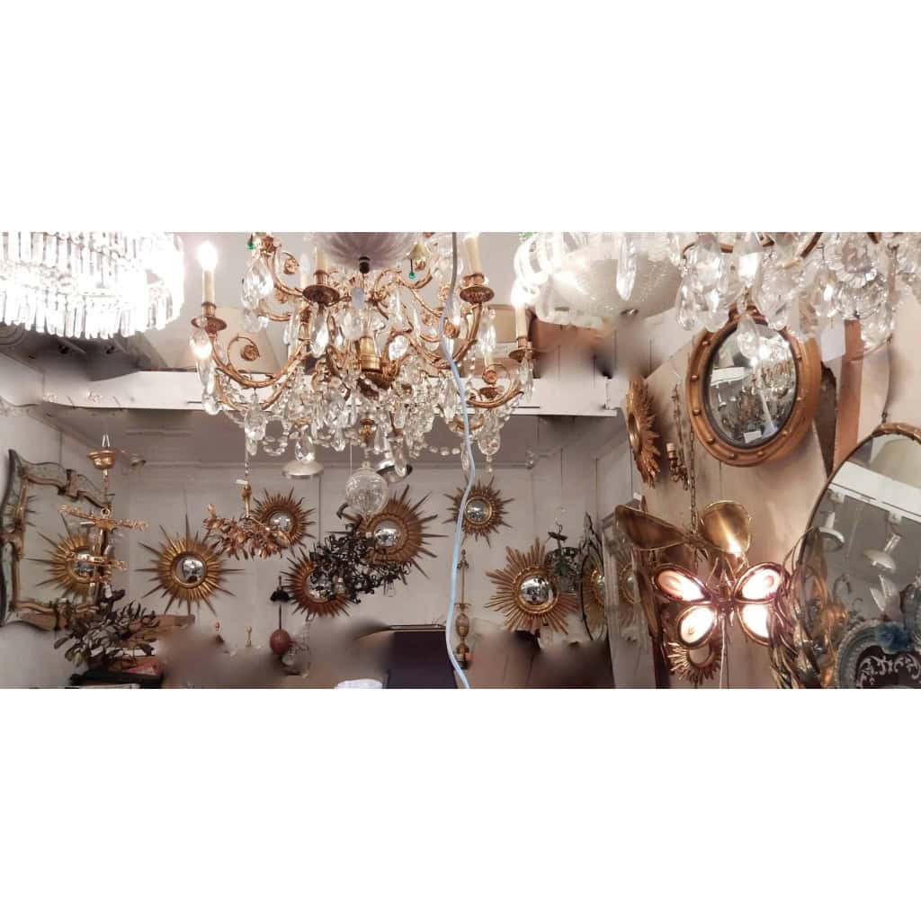 1950/70 ‘ Miroir soleil Convexe, Bois Doré Diamètre 68 cm | Biron 1950/70 ‘ Miroir soleil Convexe, Bois Doré Diamètre 68 cm