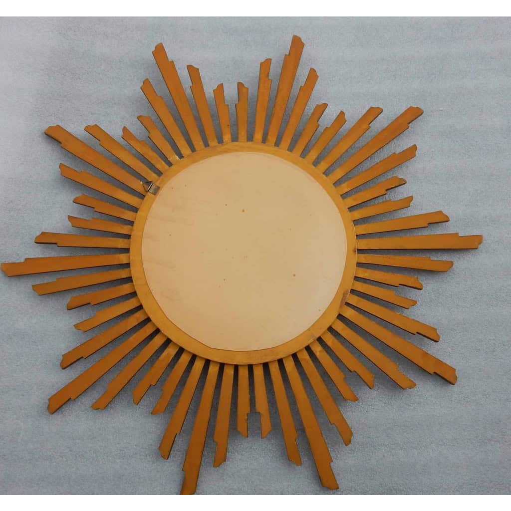 1950/70 ‘ Miroir soleil Convexe, Bois Doré Diamètre 68 cm | Biron 1950/70 ‘ Miroir soleil Convexe, Bois Doré Diamètre 68 cm