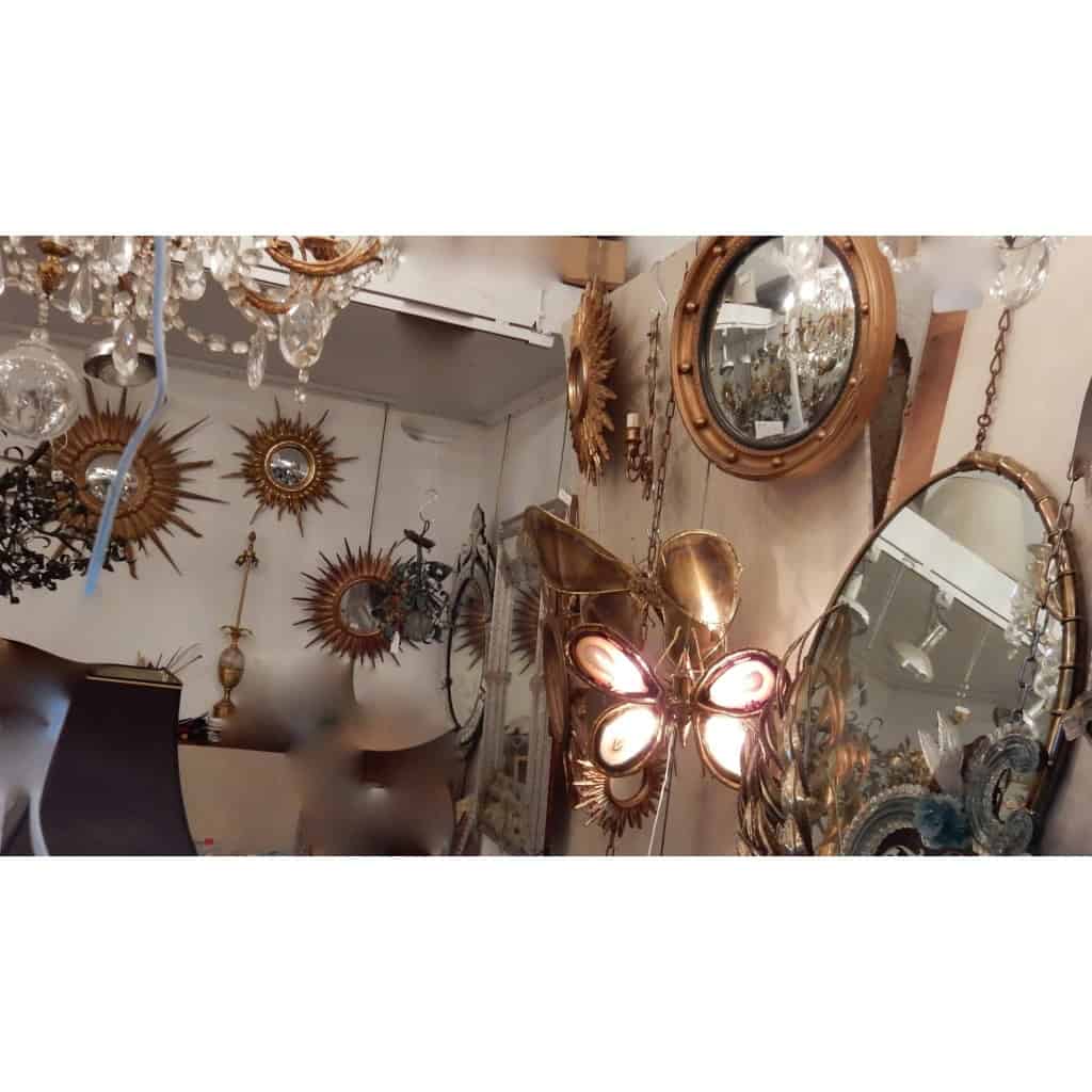1950/70 ‘ Miroir soleil Convexe, Bois Doré Diamètre 68 cm | Biron 1950/70 ‘ Miroir soleil Convexe, Bois Doré Diamètre 68 cm