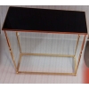 1970′ Console Bronze Doré Plateau Opaline Noire 70 X 30 X H 70 cm