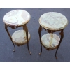 1970′ Paire de Sellettes en Bronze Doré Style LXV Plateaux Onyx