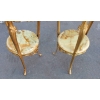 1970′ Paire de Sellettes en Bronze Doré Style LXV Plateaux Onyx