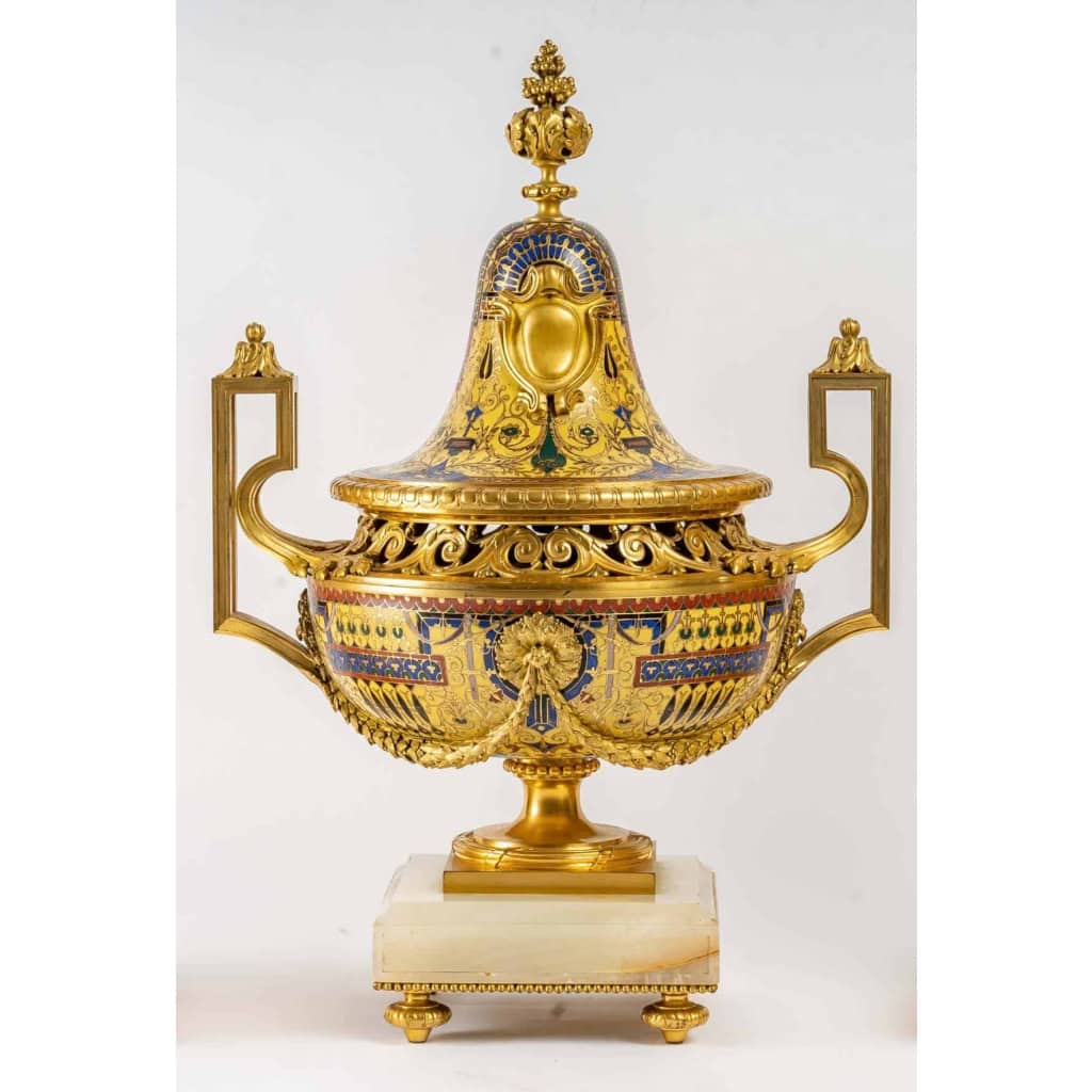 Vase pot-pourri à décor pompéien, Barbedienne A.H. Constant Sevin, XIXème siècle | Biron ||||||