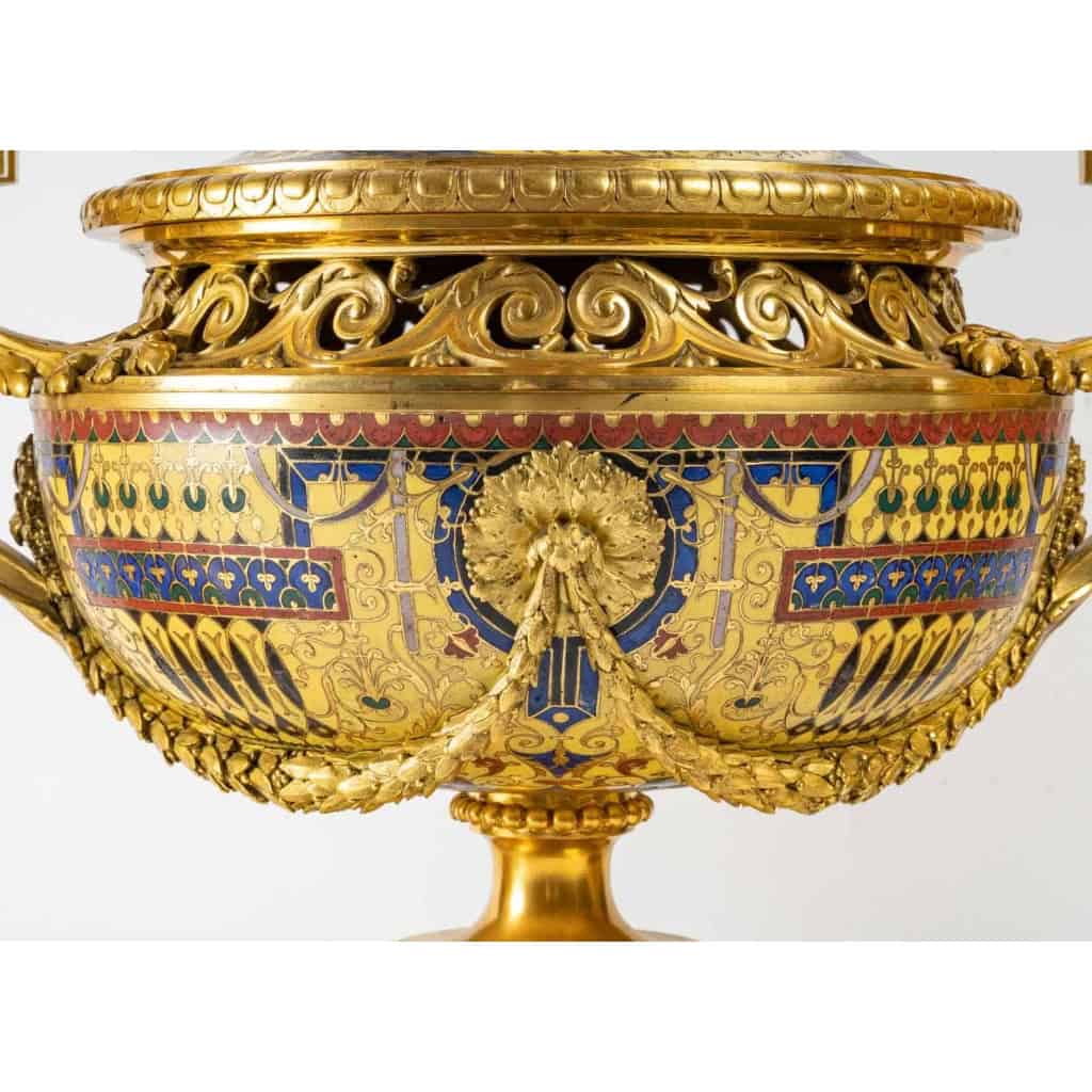 Vase pot-pourri à décor pompéien, Barbedienne A.H. Constant Sevin, XIXème siècle | Biron Vase pot-pourri à décor pompéien, Barbedienne A.H. Constant Sevin, XIXème siècle