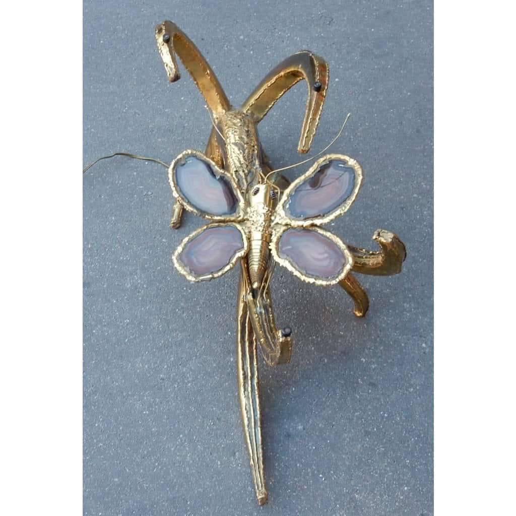 1970′ Table Basse Au Papillon Avec Ailes En Agates Dans Le Style De Duval Brasseur | Biron 1970′ Table Basse Au Papillon Avec Ailes En Agates Dans Le Style De Duval Brasseur