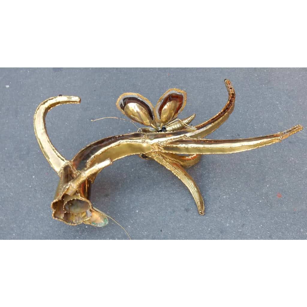 1970′ Table Basse Au Papillon Avec Ailes En Agates Dans Le Style De Duval Brasseur | Biron 1970′ Table Basse Au Papillon Avec Ailes En Agates Dans Le Style De Duval Brasseur